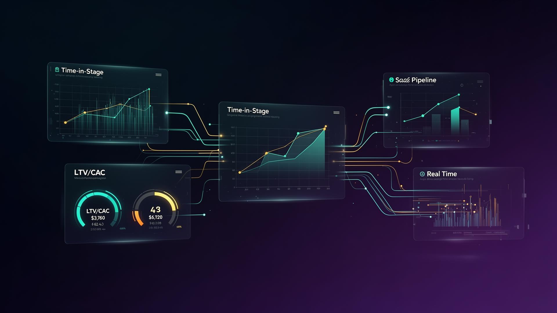 Real-time SaaS pipeline dashboard showing key metrics and forecasting data
